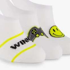 Scapino 3 paar invisible kinder sokken wit met opdrukken Outlet