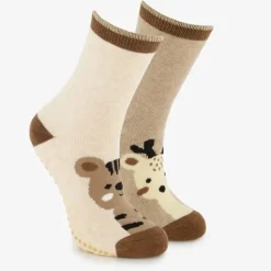 Scapino 2 paar kinder antislip sokken met dieren bruin Discount
