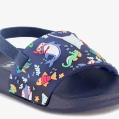 Scapino Blauwe kinder badslippers met visjes Clearance