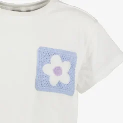 TwoDay Cropped meisjes T-shirt met borduursel wit Sale