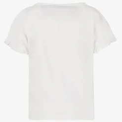 TwoDay Cropped meisjes T-shirt met bloemen wit