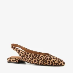 Nova Dame slingbacks met panterprint beige Discount