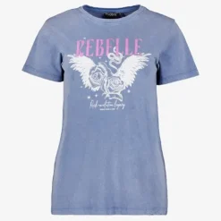 TwoDay Dames acid T-shirt met opdruk blauw Online