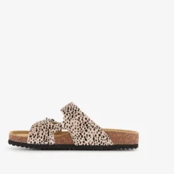Scapino Dames bio slippers met panterprint beige zwart Clearance