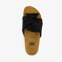Scapino Dames bio slippers zwart met strik Hot