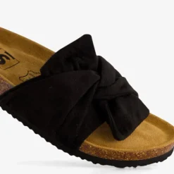 Scapino Dames bio slippers zwart met strik Hot