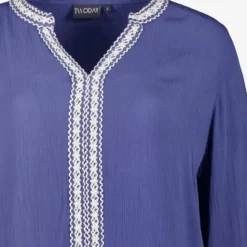 TwoDay Dames blouse met borduursels blauw Hot