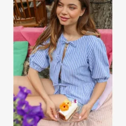 TwoDay Dames blouse met strikjes blauw wit Sale