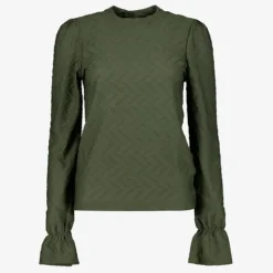 TwoDay Dames blouse met structuur groen Clearance