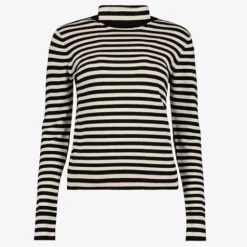 TwoDay Dames coltrui met strepen beige zwart