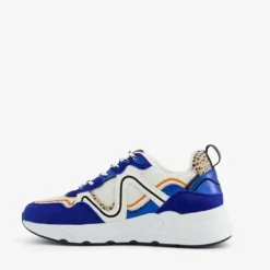 Blue Box Dames dad sneakers blauw met panterprint New