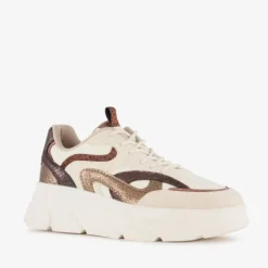 Blue Box Dames dad sneakers met dierenprint beige