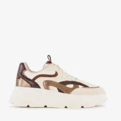 Blue Box Dames dad sneakers met dierenprint beige