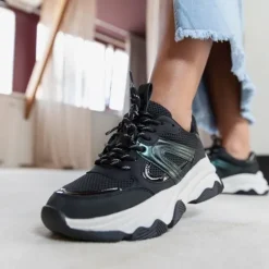 Blue Box Dames dad sneakers zwart groen Discount