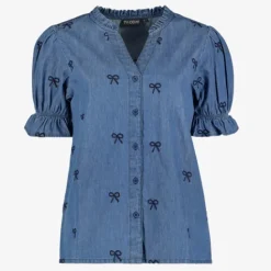 TwoDay Dames denim blouse met korte mouwen Outlet