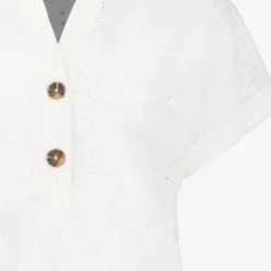 TwoDay Dames embroderie T-shirt met knopen wit