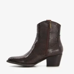 Blue Box Dames enkellaarsjes met crocoprint bruin Discount