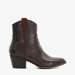 Blue Box Dames enkellaarsjes met crocoprint bruin Discount