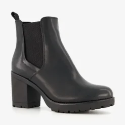 Nova Dames enkellaarsjes met hak zwart Outlet