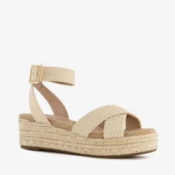 Blue Box Dames espadrilles met sleehak wit beige Clearance