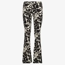 TwoDay Dames flared broek bloemenprint zwart wit Hot