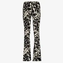 TwoDay Dames flared broek bloemenprint zwart wit Hot