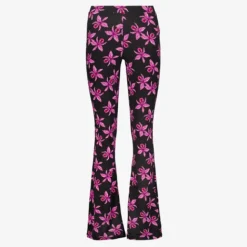 TwoDay Dames flared broek bruin met bloemenprint zwart Online