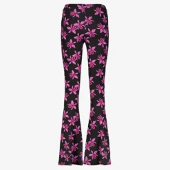 TwoDay Dames flared broek bruin met bloemenprint zwart Online