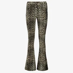 TwoDay Dames flared broek bruin met panterprint Best