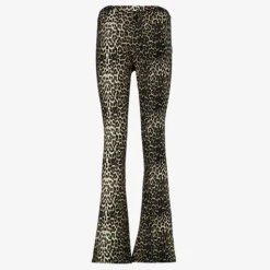 TwoDay Dames flared broek bruin met panterprint Best