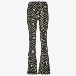 TwoDay Dames flared broek ikat print zwart wit Outlet