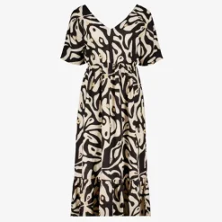 TwoDay Dames jurk met print beige zwart Online