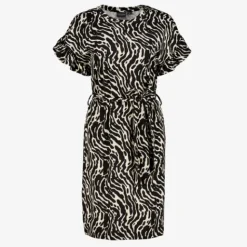 TwoDay Dames jurk met print zwart beige Outlet