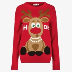 TwoDay Dames kersttrui met Rudolf rood