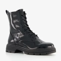 Tamaris Dames lak veterboots zwart