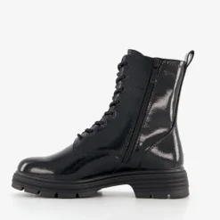 Tamaris Dames lak veterboots zwart
