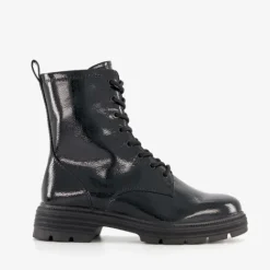 Tamaris Dames lak veterboots zwart