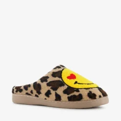 Thu!s Dames pantoffels met panterprint en een smiley bruin Discount