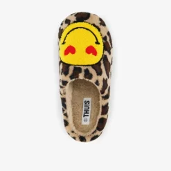 Thu!s Dames pantoffels met panterprint en een smiley bruin Discount