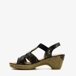 Blue Box Dames sandalen met hak zwart goud Clearance