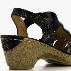 Blue Box Dames sandalen met hak zwart goud Clearance