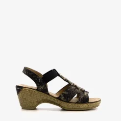 Blue Box Dames sandalen met hak zwart goud Clearance