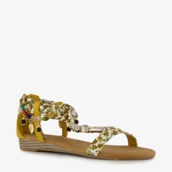 Supercracks Dames sandalen met kettinkjes geel New