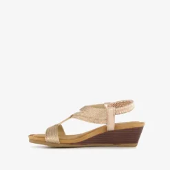 Blue Box Dames sandalen met sleehak champagne