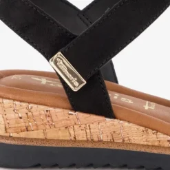 Tamaris Dames sandalen met sleehak zwart Hot