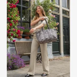 Renato Lucci Dames schoudertas met panterprint beige Best