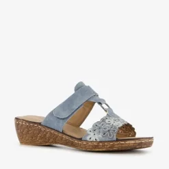 Natuform Dames slippers met sleehak grijsblauw New