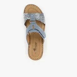 Natuform Dames slippers met sleehak grijsblauw New