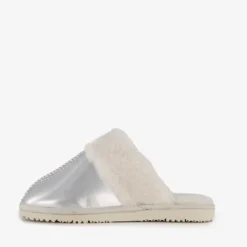 Thu!s Dames sloffen met imitatiebont zilver Discount