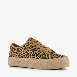 Blue Box Dames sneakers met jute en panterprint Best